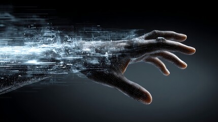 Digital Hand with Light Trails Abstract Concept