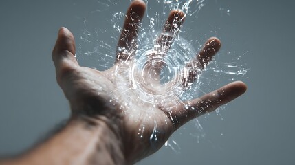 Hand Holding Glowing Circle