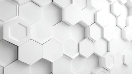 White Hexagon Geometric Pattern Abstract 3D Background