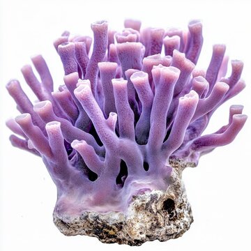 clavulina coralloides violet coral fungus lilac branching isolated on white transparent background