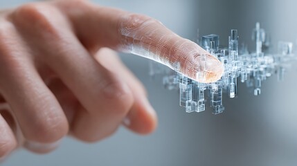 Finger Touching Digital Cityscape Concept