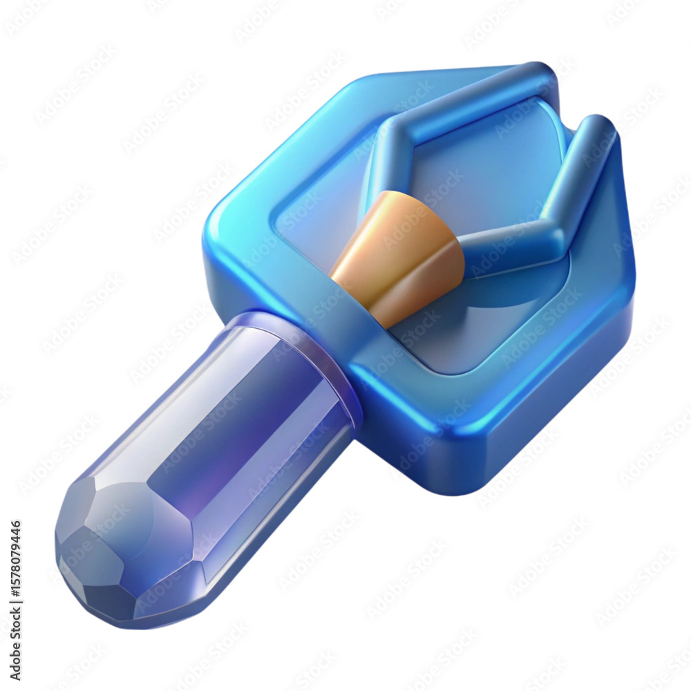 Aufkleber stylized 3d render of a blue and beige key icon with a gleaming gem tip