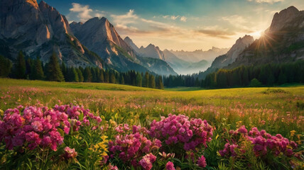 natural scenery background, blue sky mountains, beaches, lakes, forests, beautiful waterfalls