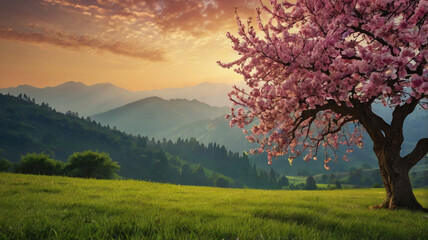 natural scenery background, blue sky mountains, beaches, lakes, forests, beautiful waterfalls