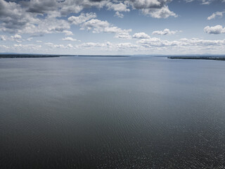 Aerial view of Lake Champlain.
