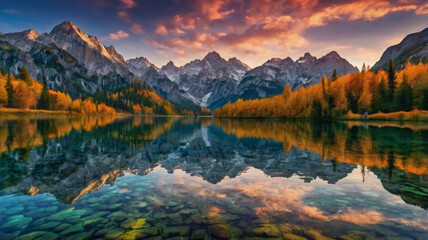 natural scenery background, blue sky mountains, beaches, lakes, forests, beautiful waterfalls