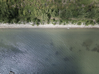 Aerial view of Lake Champlain.