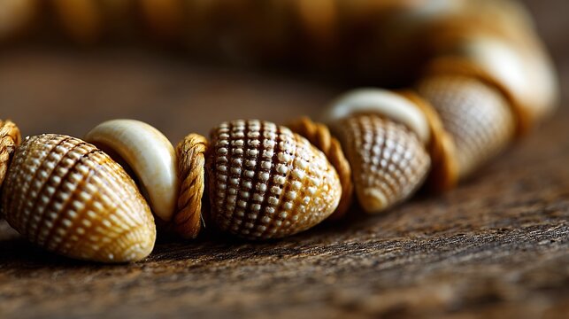Authentic Polynesian shell necklace handmade tribal jewelry natural texture beach fashion accessory cultural heritage item close up detail tropical style ornament