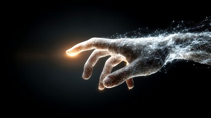 Abstract Hand Touching Light in Darkness
