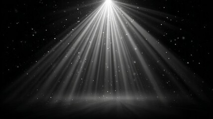 Intense White Light Rays on Dark Background