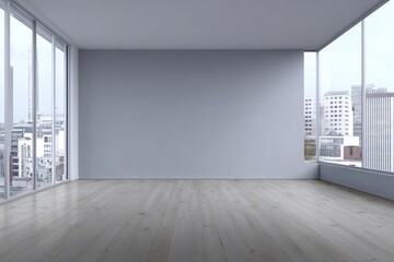 Obraz premium Empty Modern Apartment with City View