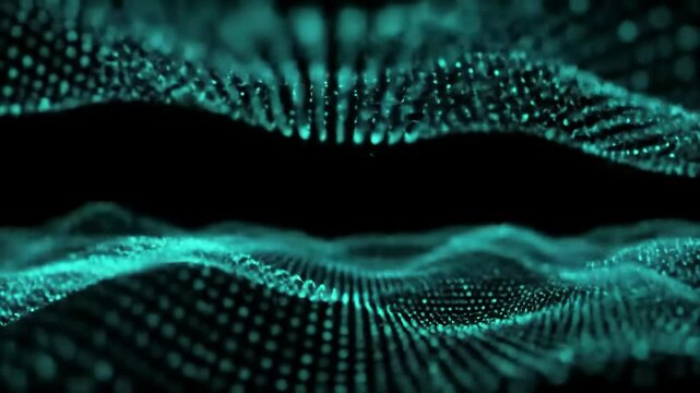 Abstract Teal Particle Wave Background Digital Art