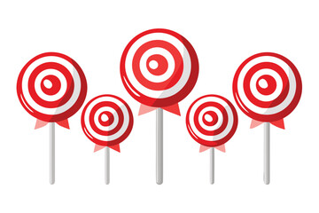 Four Red and White Lollipops with Ribbons