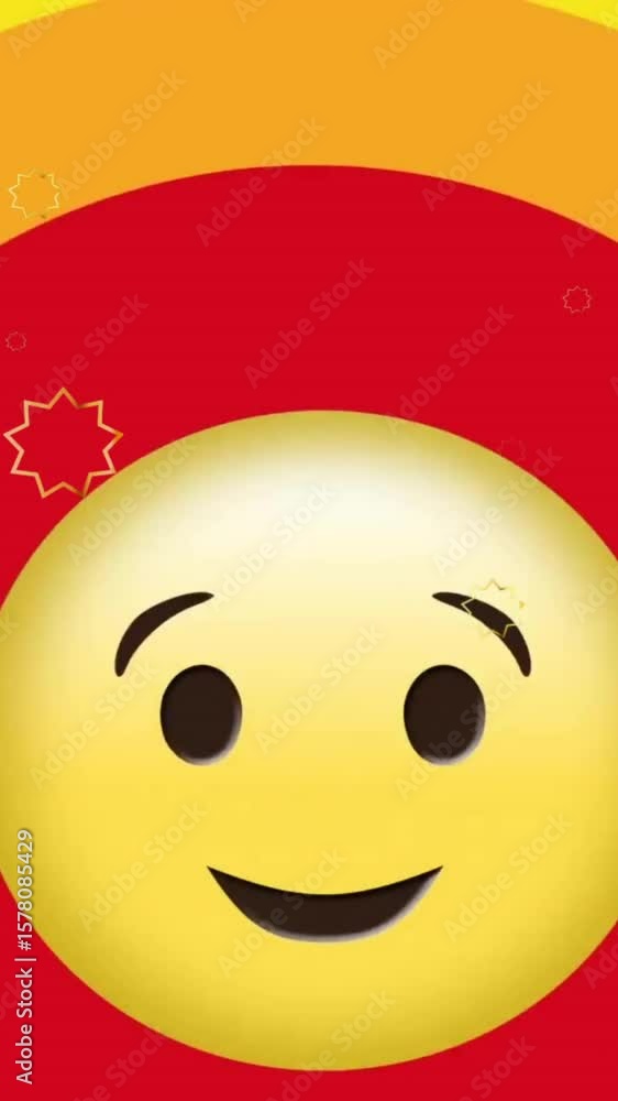 Poster animation wink emoji with speech bubble moving over rainbow color background