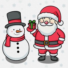 snowman with santa claus