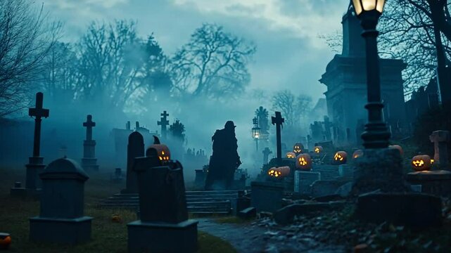graveyard at night