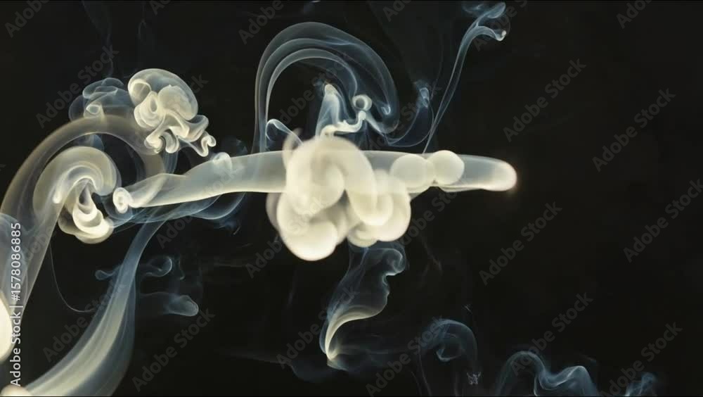 Poster smoky swirls of abstract art: whisps of smoke dance gracefully against a black backdrop, creating a 