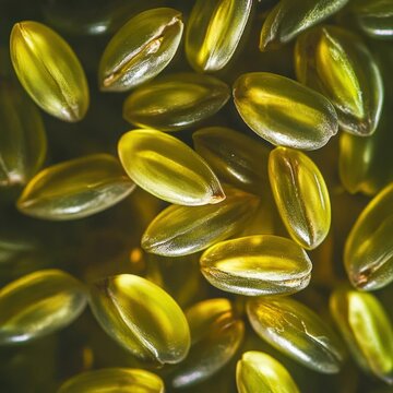 closeup of freekeh grains with greenishbrown hue, macro ancient grain photography, isolated soft lighting
