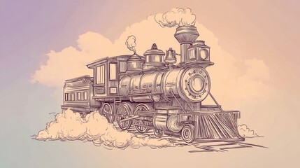 Naklejka premium Vintage steam train illustration