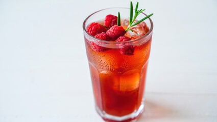 Refreshing Raspberry Rosemary Cocktail with Ice