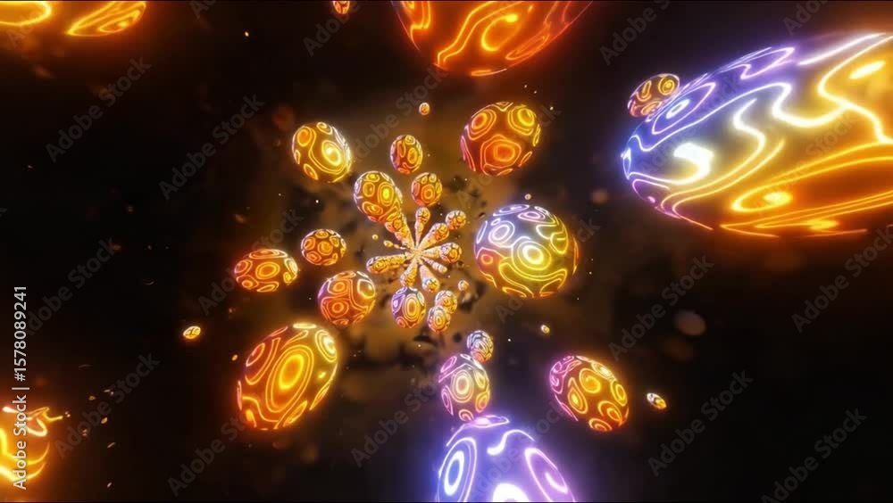 Aufkleber neon spheres: mesmerizing neon spheres float in a captivating arrangement, evoking a sense of cosmic