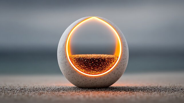 Glowing Probiotic Yogurt Sphere Floating with Chia Seeds &ndash; Minimal Wellness Concept

