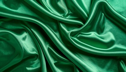 Obraz premium Emerald green satin fabric draped in folds