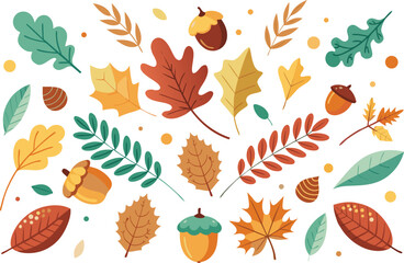 Autumn Leaves and Acorns Collection for Fall Designs