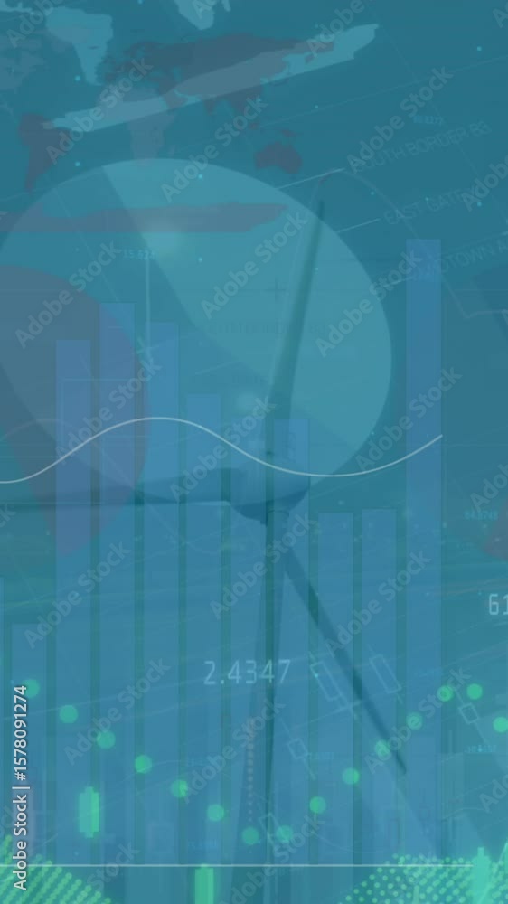 Poster animation of data processing over wind turbine