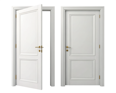 Doors closed and open style design isolated on a transparent background
