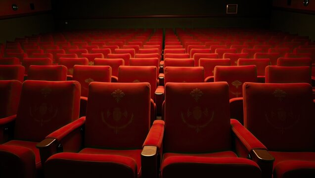 cinema auditorium with red chairs - Powered by Adobe