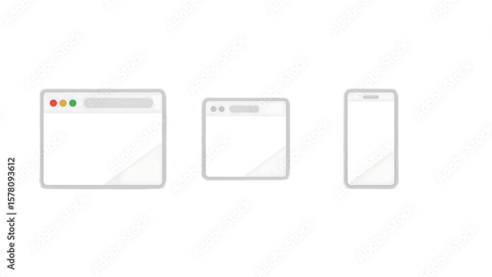Poster responsive design concept browser, tablet, and smartphone interface mockups displayed