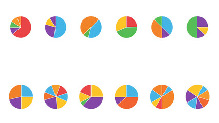 Set of Colorful Pie Charts for Data Analysis and Visual Representation, perfect for dashboards