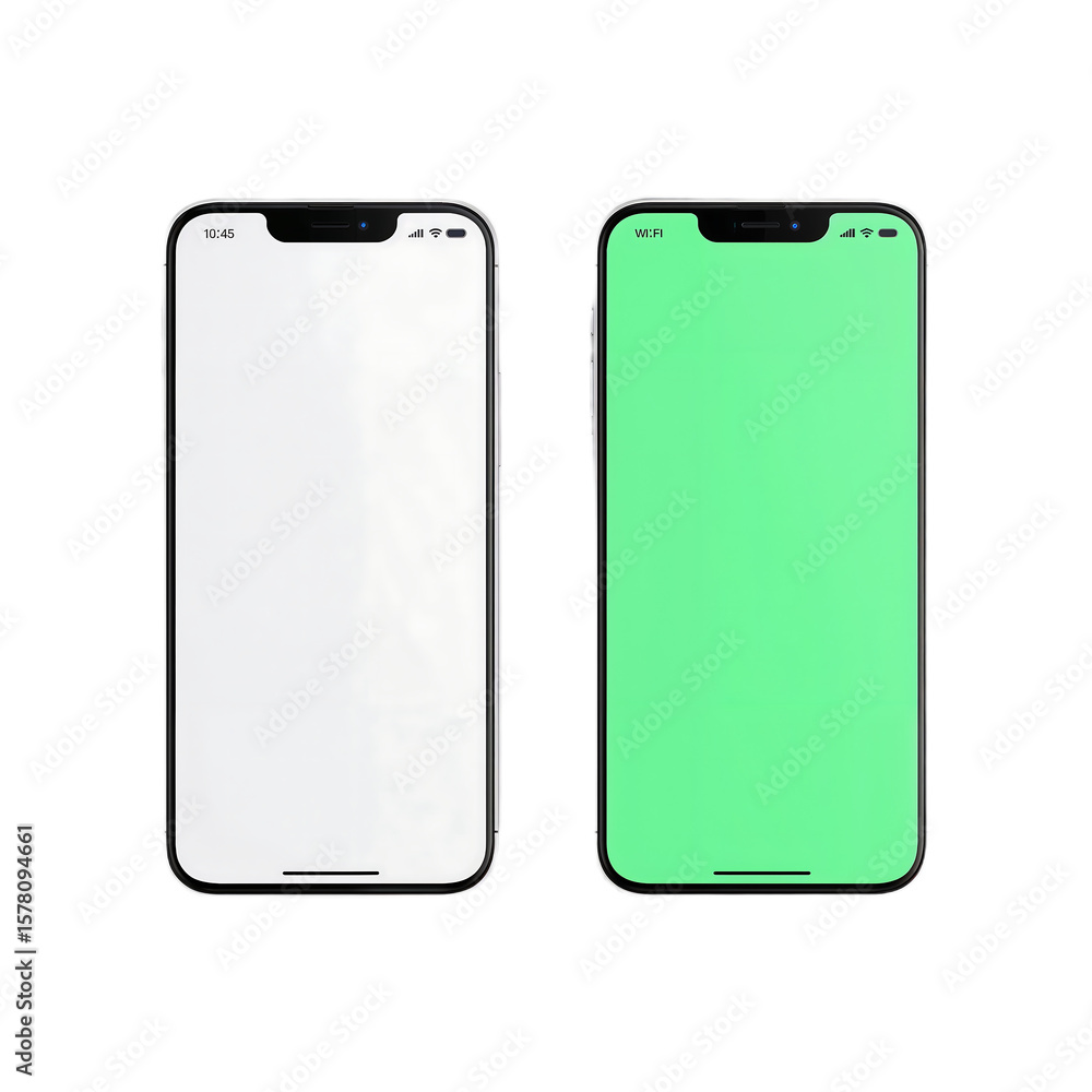Poster smart device displays modern cellphone mockups for tech and innovation design concepts
