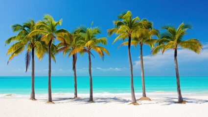 Obraz premium Serene Tropical Beach with Palm Trees and Turquoise Water