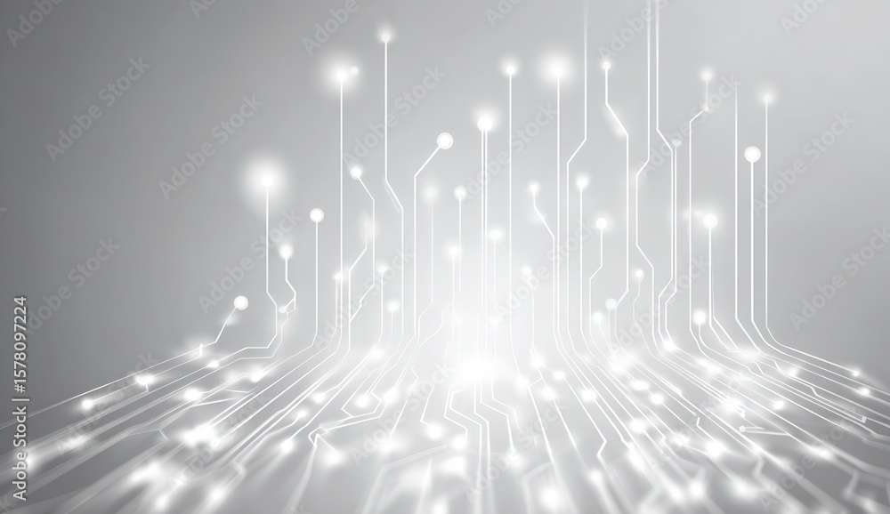 Poster abstract technology background with glowing circuit lines and dots