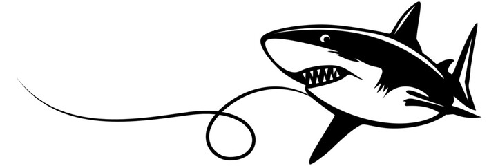 line art illustration shark