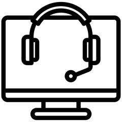 Headset black outline, mini illustration icon. use for modern concept, print, UI, UX kit, web and app development. Vector related to remote working, work from home.