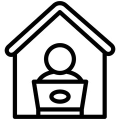 Home Office black outline, mini illustration icon. use for modern concept, print, UI, UX kit, web and app development. Vector related to remote working, work from home.