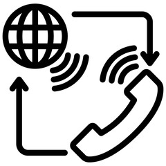 Voip black outline, mini illustration icon. use for modern concept, print, UI, UX kit, web and app development. Vector related to remote working, work from home.