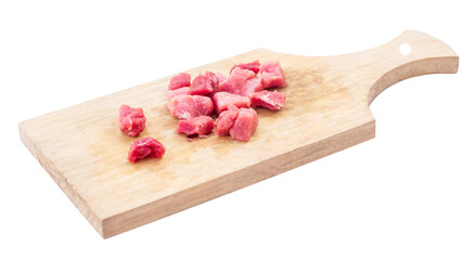 raw meat on wooden cutting board