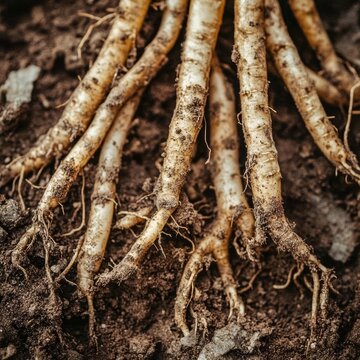 closeup of wild dandelion root earthy brown texture macro wild foraged root photography rustic background