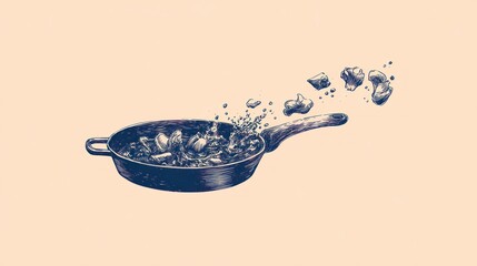 Frying mushrooms in a pan