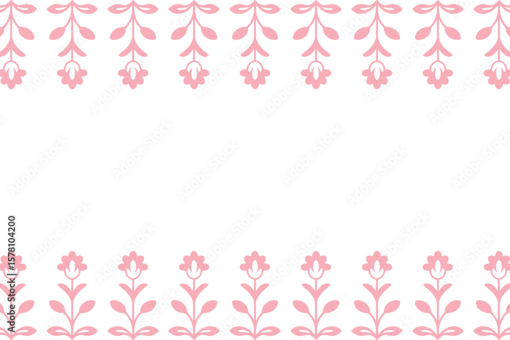 Poster delicate pink floral pattern with a symmetrical border creating a charming frame for invitations or 