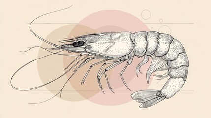 Detailed drawing of a shrimp