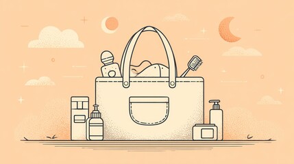 Bag of toiletries at night