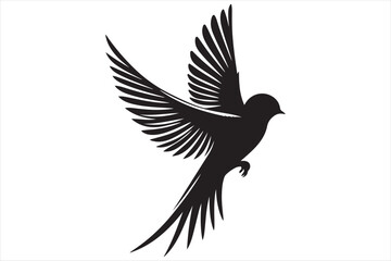Obraz premium Stylized Flying Swallow Silhouette – Elegant Black Bird Vector Art