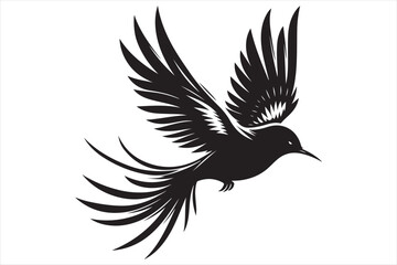 Obraz premium Elegant Black Bird Silhouette Flying – Minimalist Tattoo & Design Art