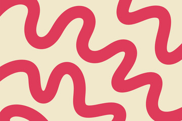 Wavy seamless pattern on a beige backdrop creates a funky, modern design element with abstract curved shapes for various creative projects.