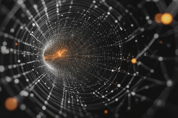 Obraz premium conceptual tunnel showing quantum particles flowing through AIcoded wormhole